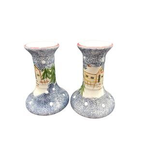 Set of 2 Christmas Candle stick holders